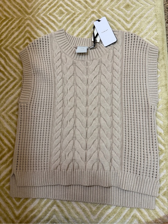 Varley Sweaters - Varley Cable Knit Sleeveless Sweater Vest — Beige